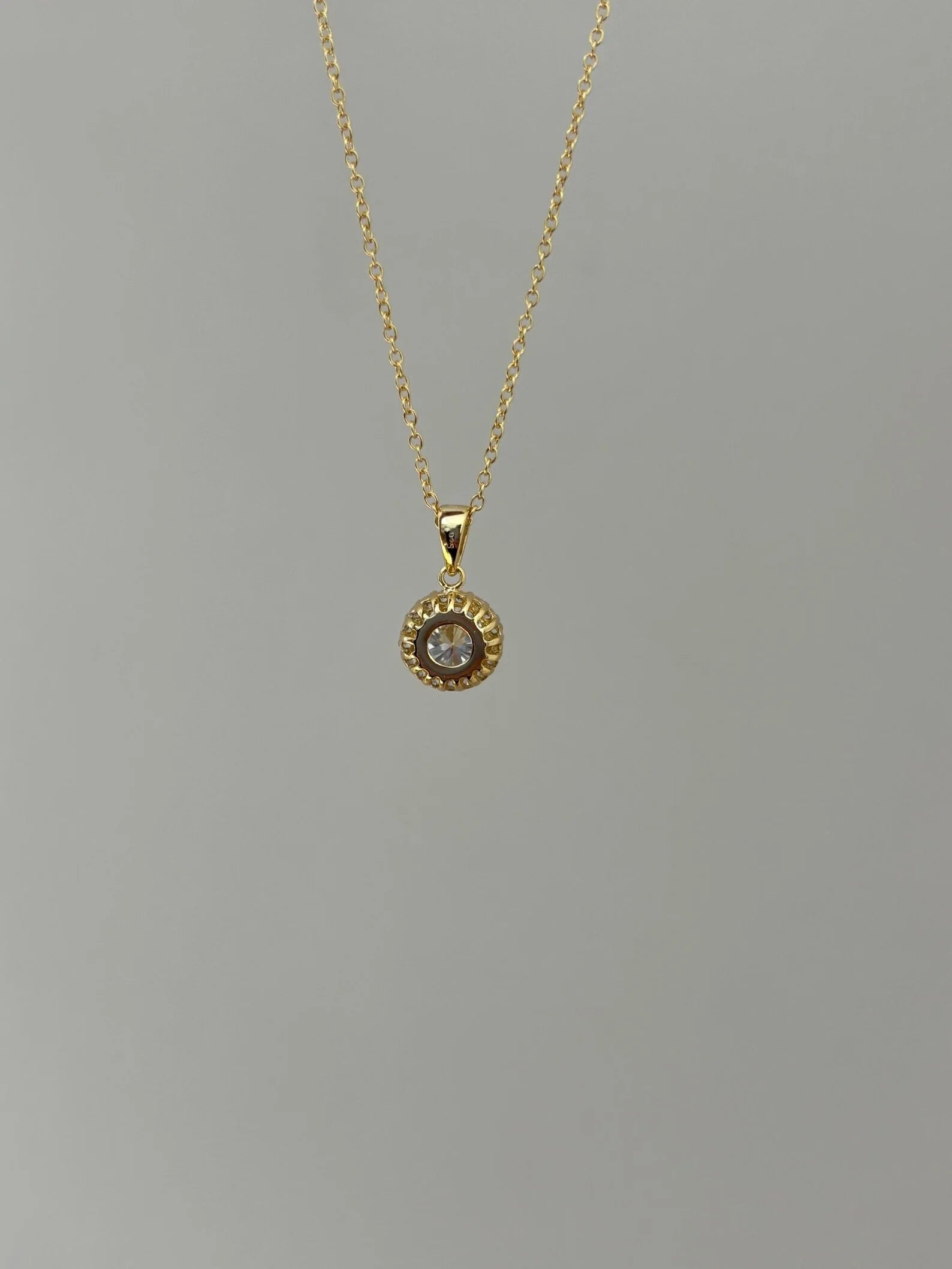 Gold Plated Christian Moissanite Halo Necklace 9MM Charm Diamond Party Jewelry for Women