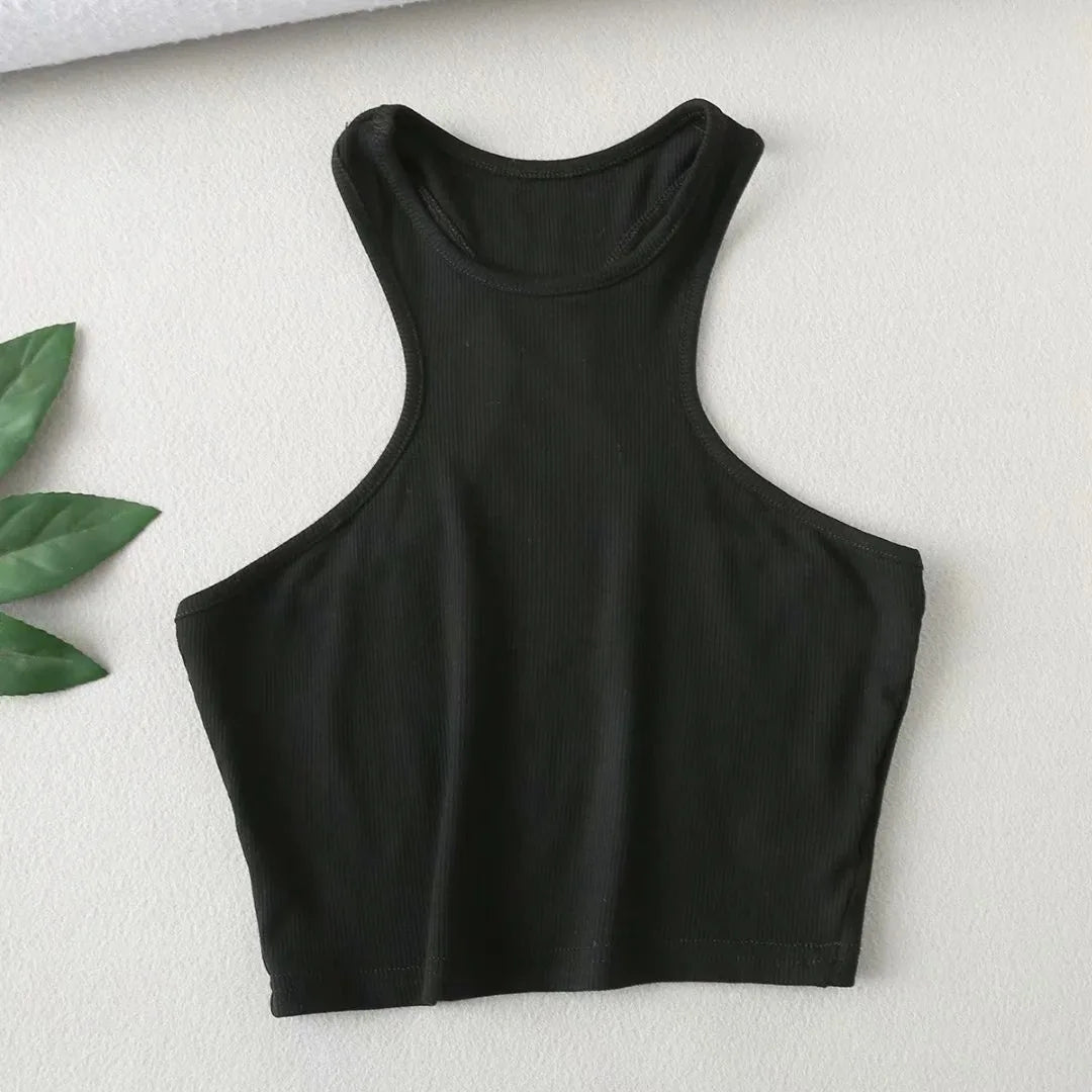 Custom Logo Vest Summer 2026 Ribbed Crop Tops Short Sleeveless Women Crop Tank Top