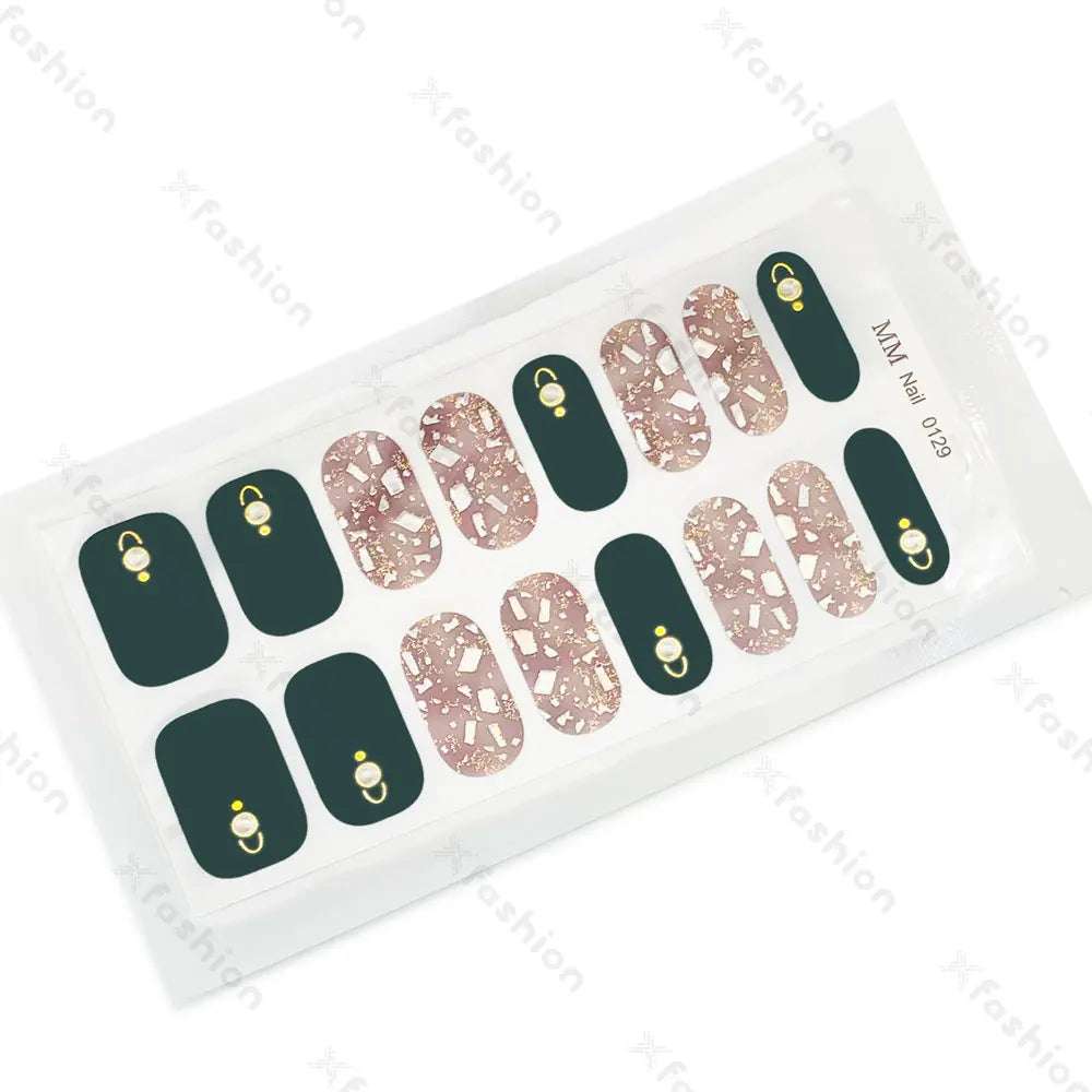 Hot Sale 16 Tips Solid Color Semi-Cured Gel Nail Stickers UV Light Durable Waterproof Long-Lasting Gel Nail Stickers Wholesale