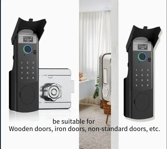 Smart WiFi Fingerprint Door Lock Tuya App Password Key Unlock Ox-Head Design for Rental Rooms Courtyard Gates