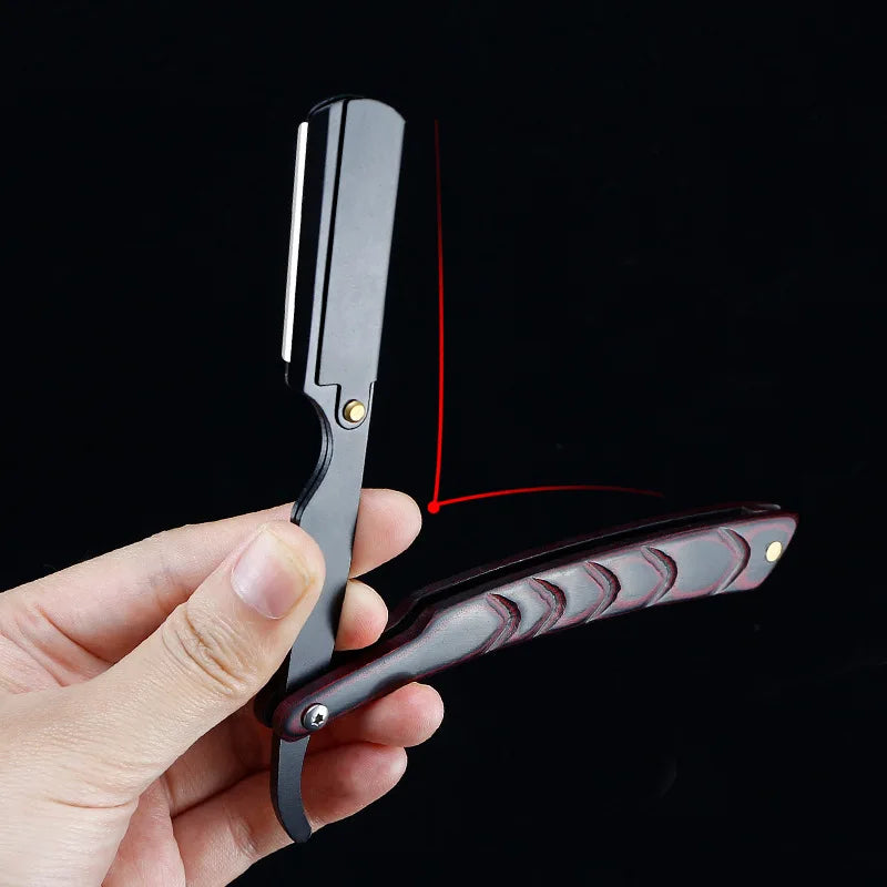 wooden trimmer manual shaver professional straight edge stainless steel sharp barber razor folding shaving blade shave beard cut
