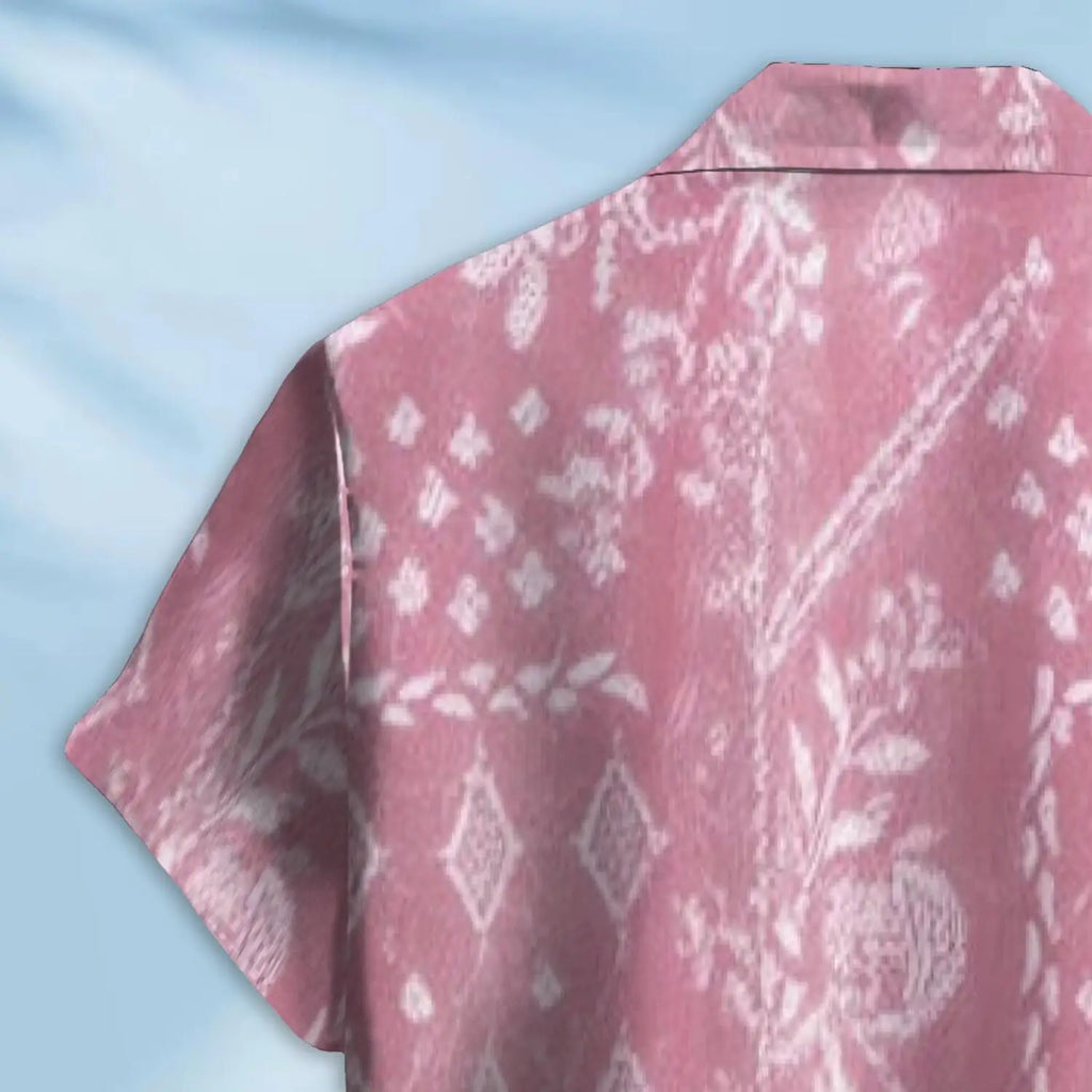 Personalized logo Soft and Comfortable Summer Custom-made Shirt with Heat Transfer pink Floral Pattern