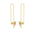 Fashion Jewelry Unique Little Bird Drop Earrings Hummingbird Tassel Crystal Pendant Earrings for Women Elegant Gift