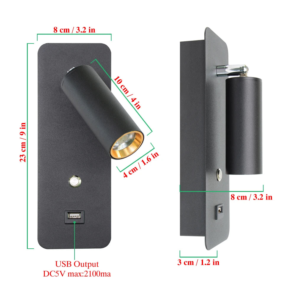 Indoor led wall lamps DC5V USB charge led  wall light bedroom modern wall lamp stair study livingroom sconce