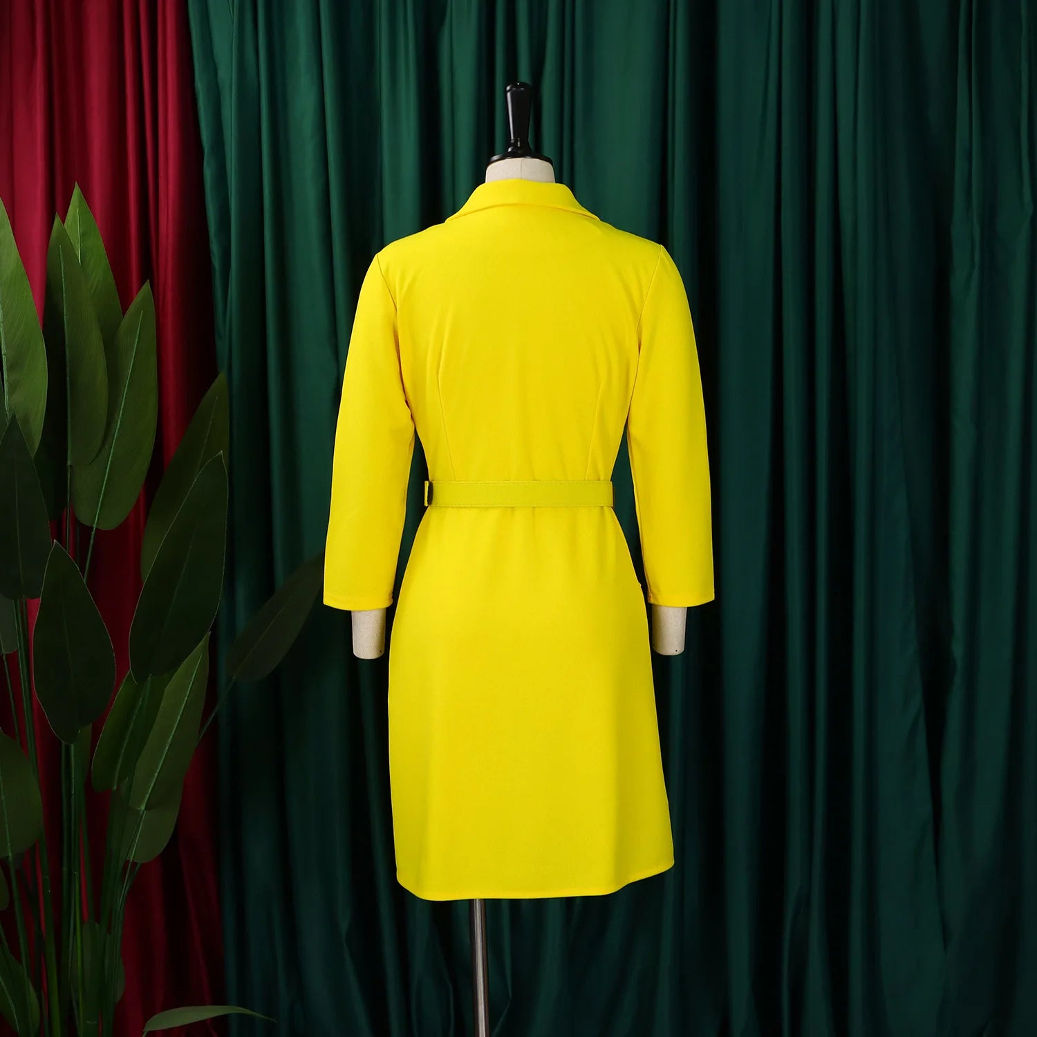 D3284 Custom Ladies Office Dresses Women Casual Long Sleeve V-neck Pleated Women Dresses for Office Work Formal Suit Dress