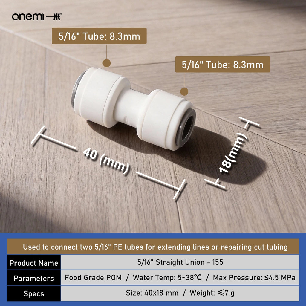 OEM Manual Ball Valve Quick Connect Reducing Union Fitting 1/4 Inch to 3/8 Inch POM Step Down Adapter for Car RO Water Filter