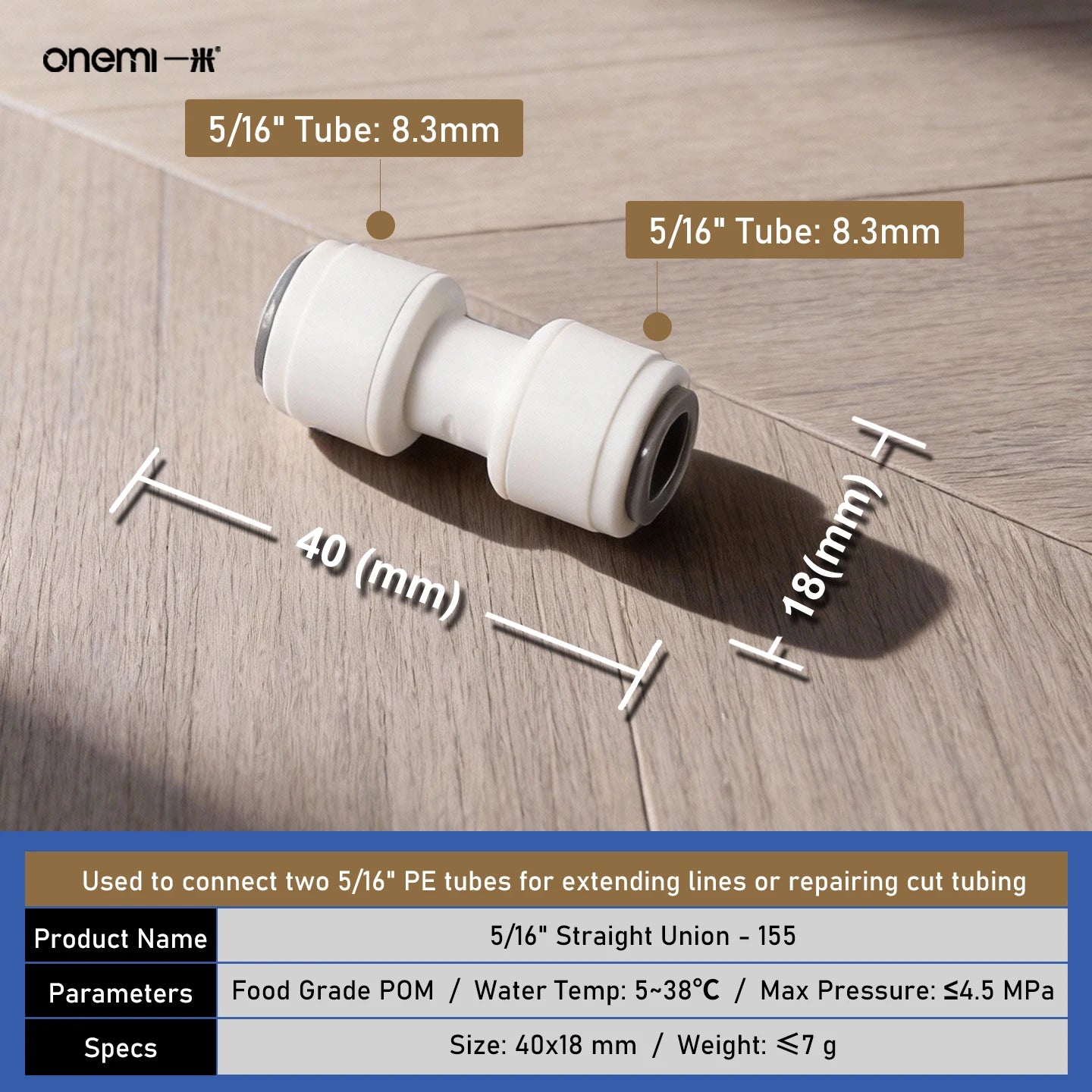 OEM Manual Ball Valve Quick Connect Reducing Union Fitting 1/4 Inch to 3/8 Inch POM Step Down Adapter for Car RO Water Filter