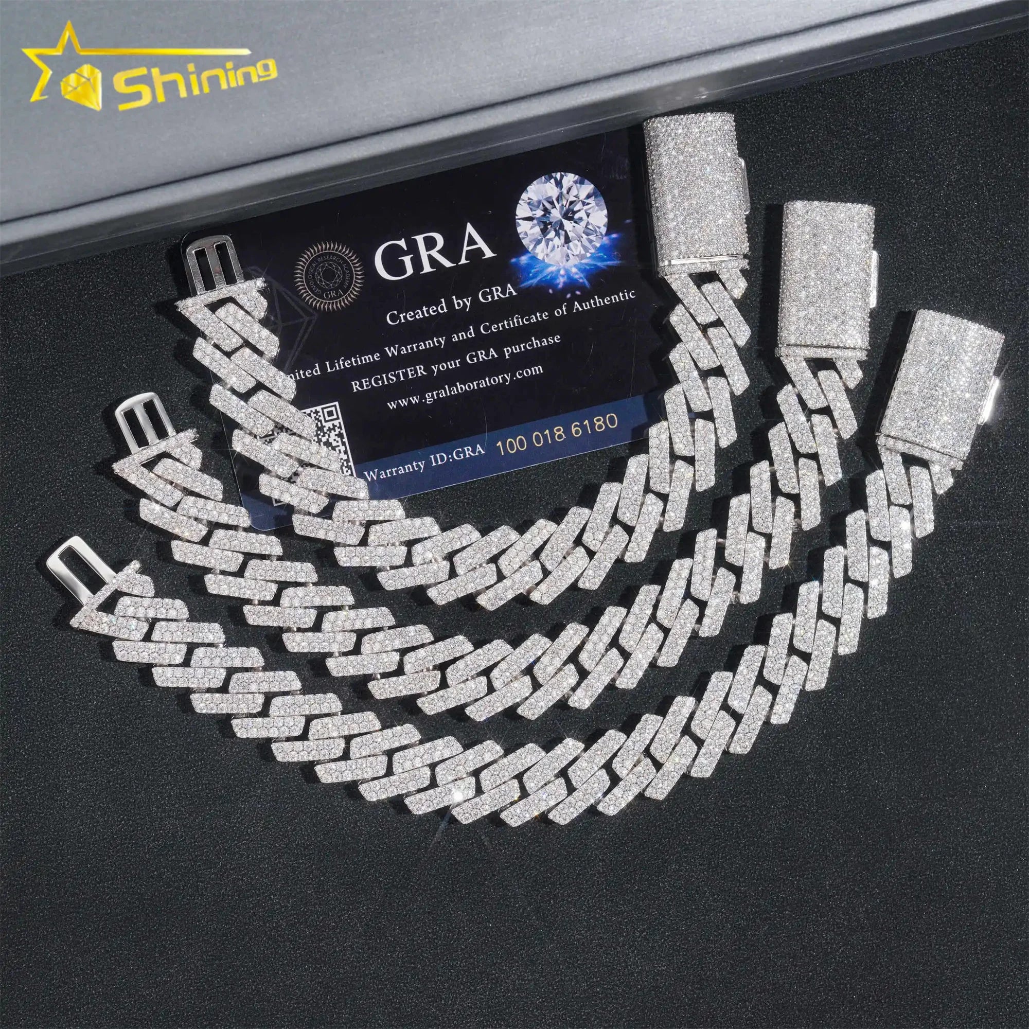 Hot Selling Pass Diamond Tester 925 Sterling Silver 10mm 15mm  20mm Moissanite Cuban Link Chain Mens Cuban Bracelet