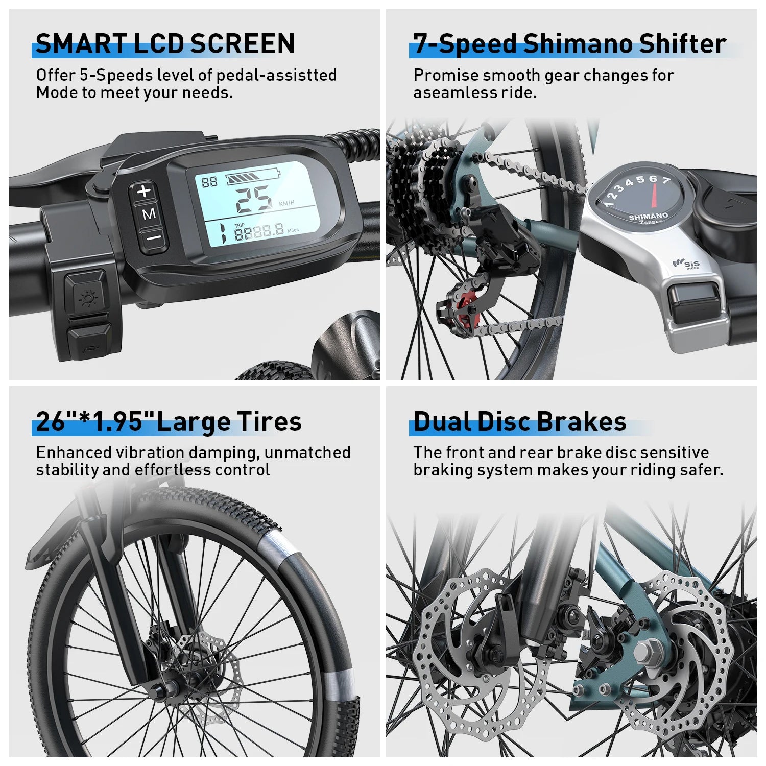 10Ah Lithium Battery Electric Bicycle, Road and City E-Bike, 250W, 25km/h, Unisex Electric Mountain Bike