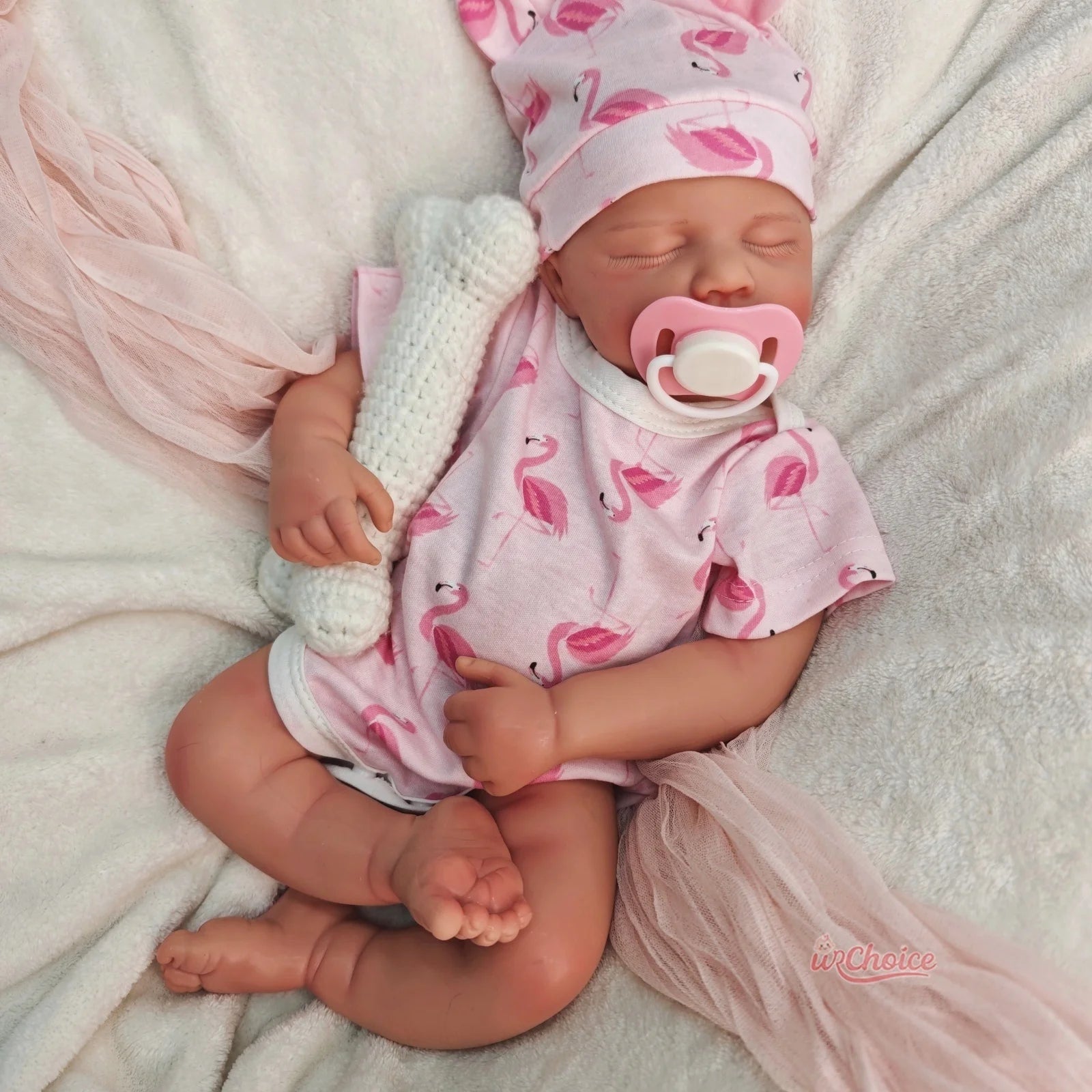Lifelike Real Touch Silicone Reborn Dolls 20" Open Mouth LouLou Soft Full Body Newborn Realistic Details Gift for Baby Shower