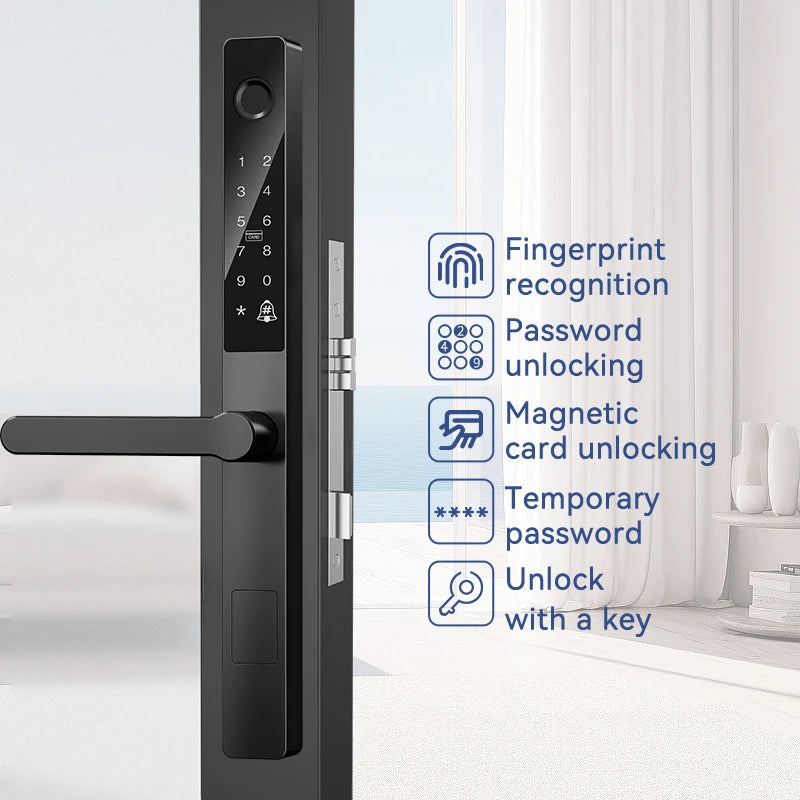 Kasman SOURCE PRICE Slim Smart Door Lock Intelligent Tuya Waterproof Aluminum Smart Lock  Fingerprint Password WiFi