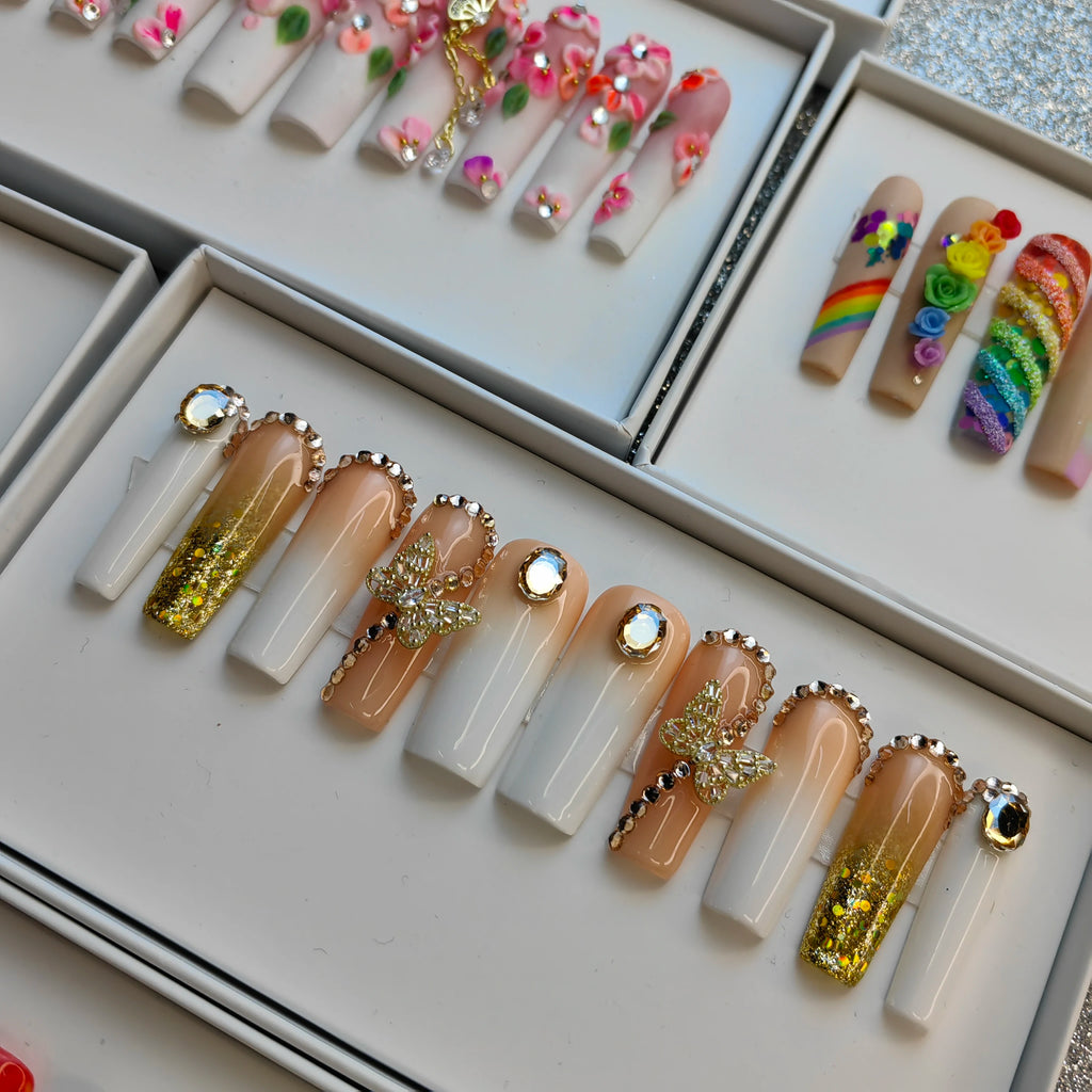 2024 Newest Wholesale Private Label Handmade Press Nails Ins Most Popular Trending Artificial Fingernails Acrylic Full Design