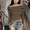 Boutique Wholesale 2026 Autumn New Fashion One Shoulder Short Long Sleeved Knitted Women's Sweater