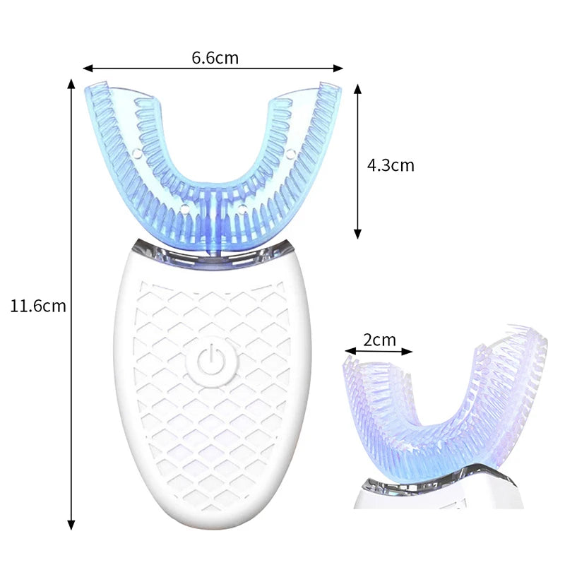 Rechargeable Ultrasonic Teeth Tray Waterproof Wireless U Shaped Whitening Toothbrush