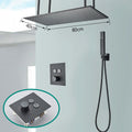 Rozin Matte Black Thermostatic Shower Faucet Concealed Install Bathroom Faucets Ceiling Rainfall Big Size Head Shower Mixer Tap