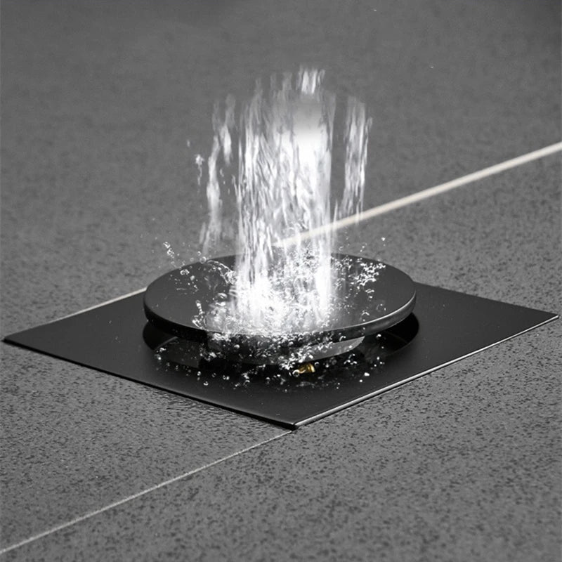 Silver/Black Floor Drain Brass Square Pop Up Floor Drain-Floor Cover Shower Room Push Down Drain Plug Anti-odor Shower Drain