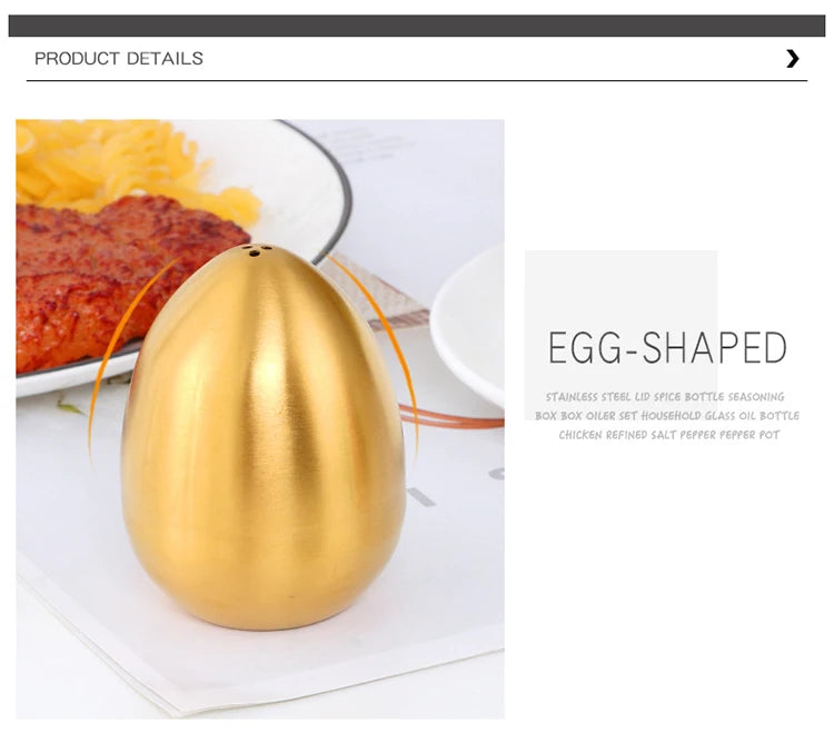 Gold Egg shape Spice Jar Set Stainless Steel Spice Tins Spice Storage Container kitchen Seasoning Sprays Tools Pepper Shakers