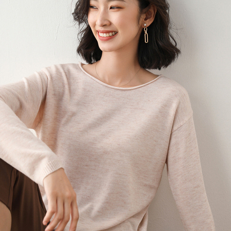 2025 Spring Autumn Womens Sweater Solid Knitwear Korean Loose Female Basic Casual Jumpers Stretch Pullover Sky Blue Pink Sweater