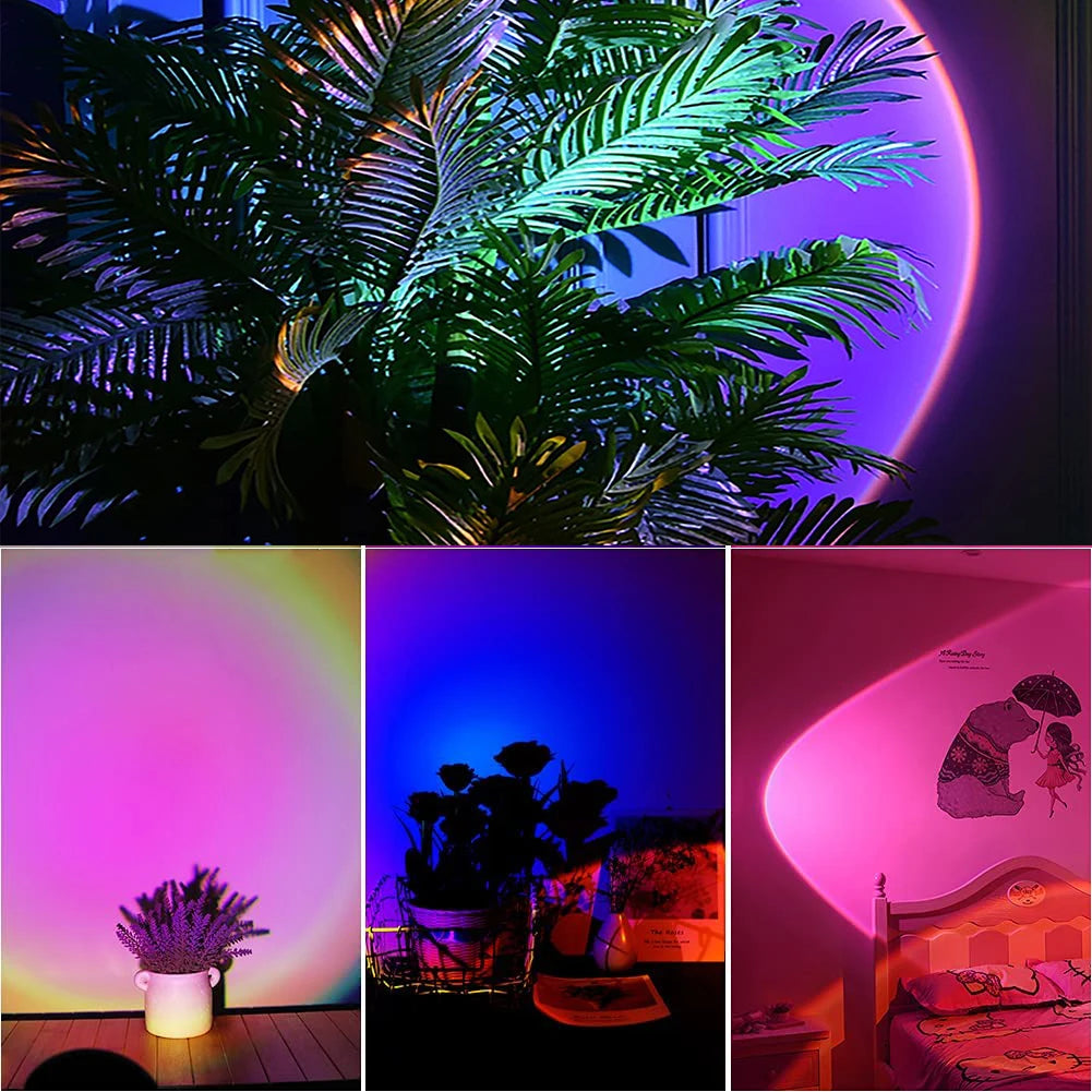 USB Tuya WIFI Sunset Lamp Rainbow Projector Night Light Smart Projection Led Desk Atmosphere Lamp Room Decor APP Voice for Alexa