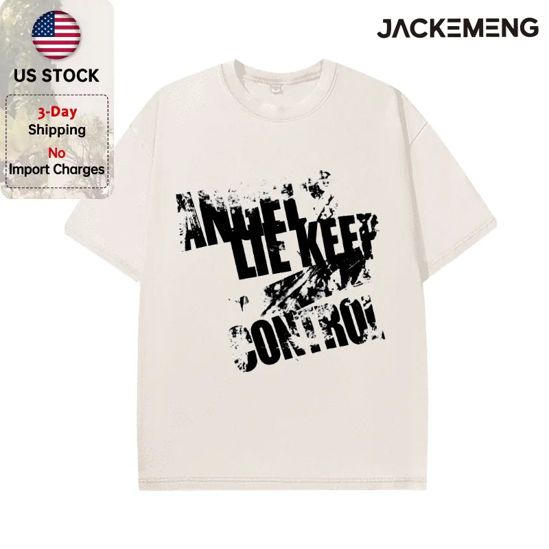 Oversized Washed Retro Gothic Graffiti Streetwear Print T Shirt USA Stock Wholesale Y2K Casual Tee