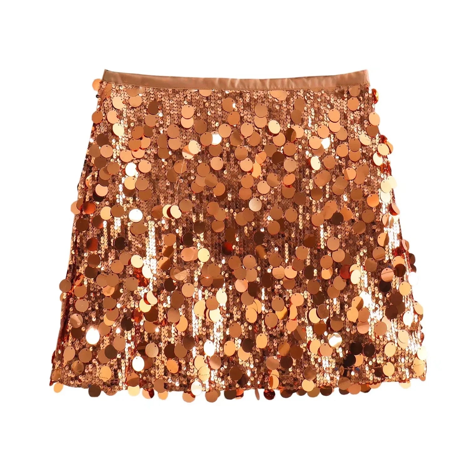 2024 Women Winter New European and American Style Sexy A- Line Skirt High Waist Hip Sequin Mini Skirt for  Skirt