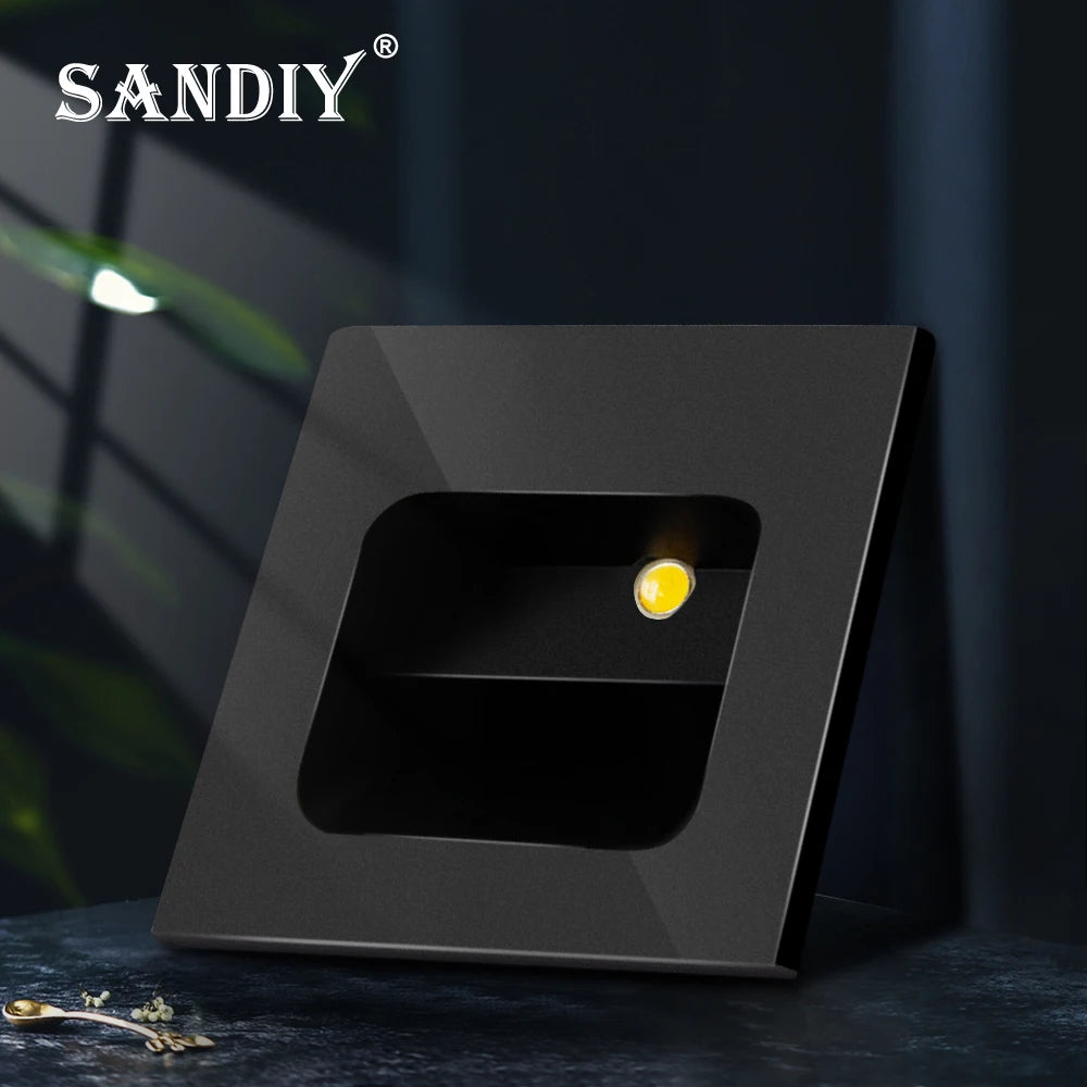SANDIY Small Stair Light Recessed Step Lighting White Black Wall Lamps Mini 1W Aluminum Luminaire for Ladder Corridor Kids Room