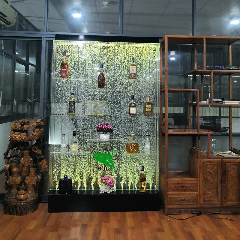 Home Wine bar Cabinet Furniture Colourful Acrylic Water Bubble Wall Led Wine Cabinet