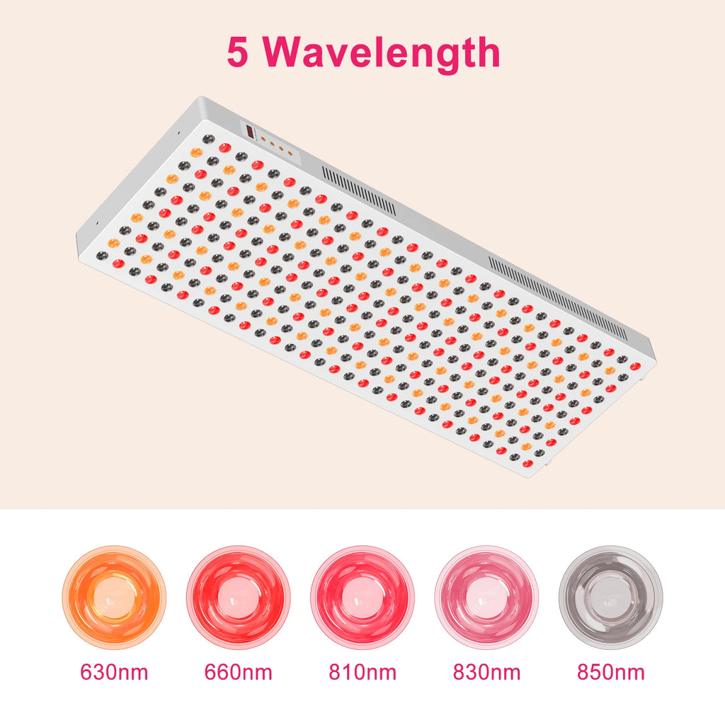 Bonliter 1500W Led Near Infrared Red Light Therapy 630/660/810/830/850nm Red Light Therapy Panel for Full Body Pain Relief