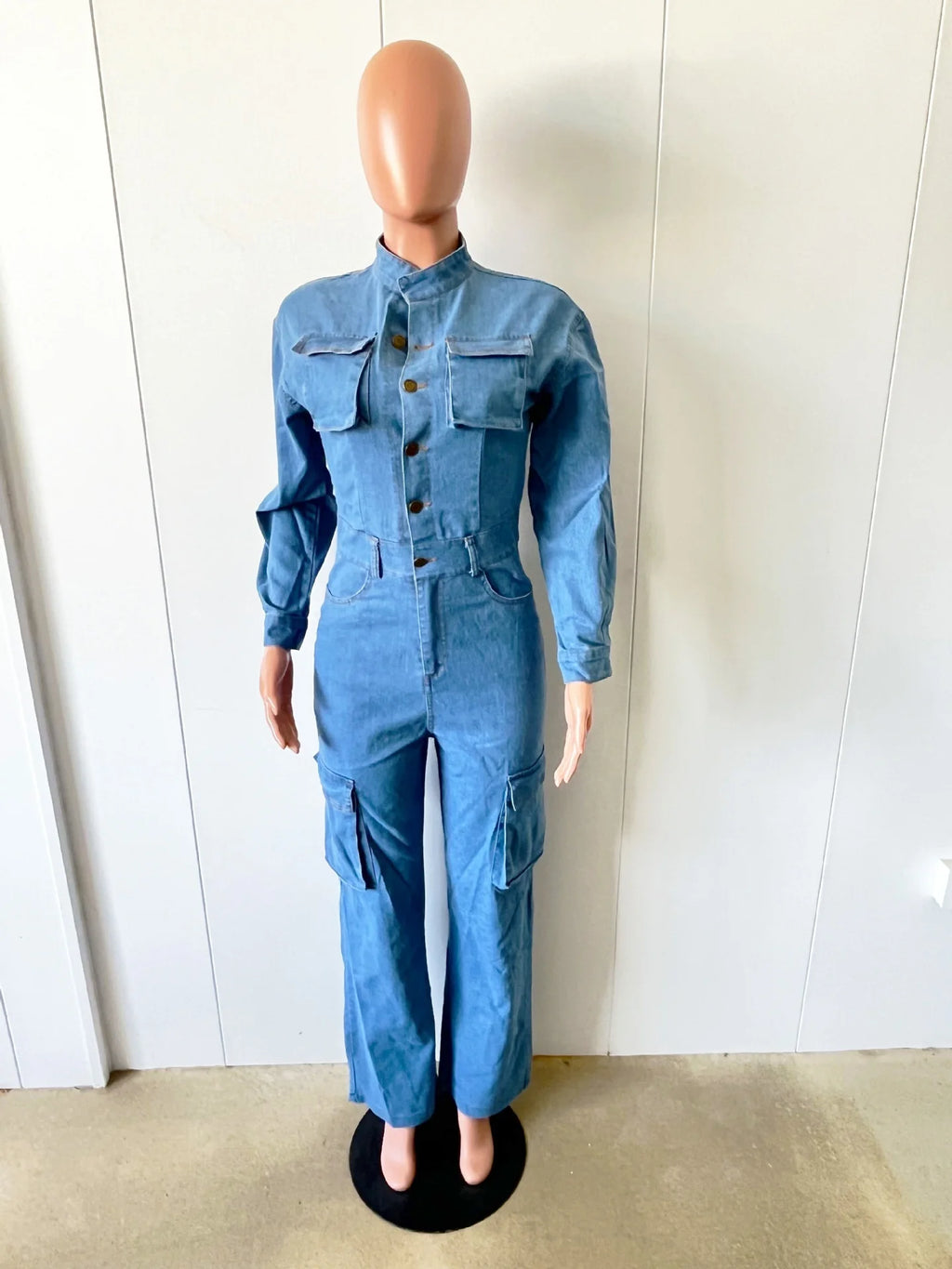New Arrival Women Clothing  Turn Down Collar Vintage New Female Denim Jumpsuit Woman Jean Overalls Long Sleeve Elegant Jumpsuits