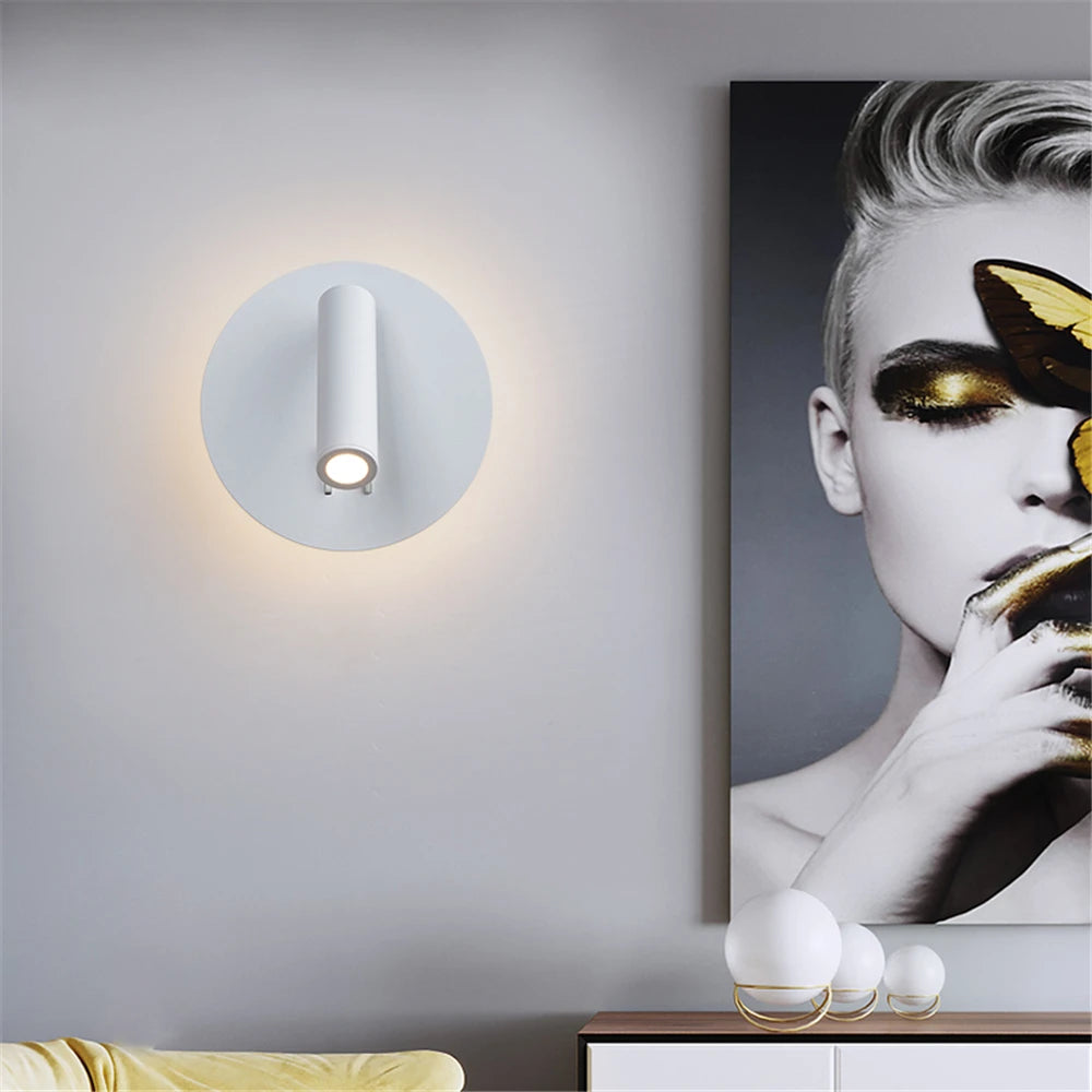 Bedroom Beside Wall Lamp LED Wall Light With Switch Reading Light Adjustable Lighting Angle Iron+Aluminum+ Acrylic AC90-260V