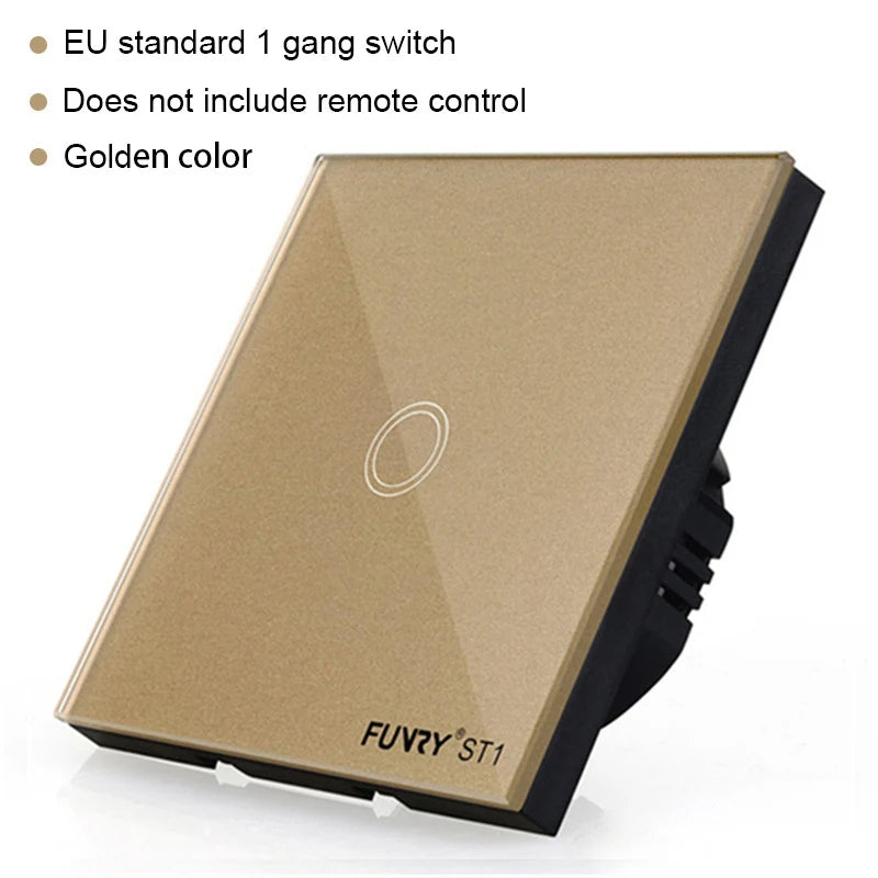 EU Standard 2Gang 170-240V 433MHz Wall Switch Touch Switch Smart Remote Control Luxury Crystal Glass Surface Waterproof 86*86mm