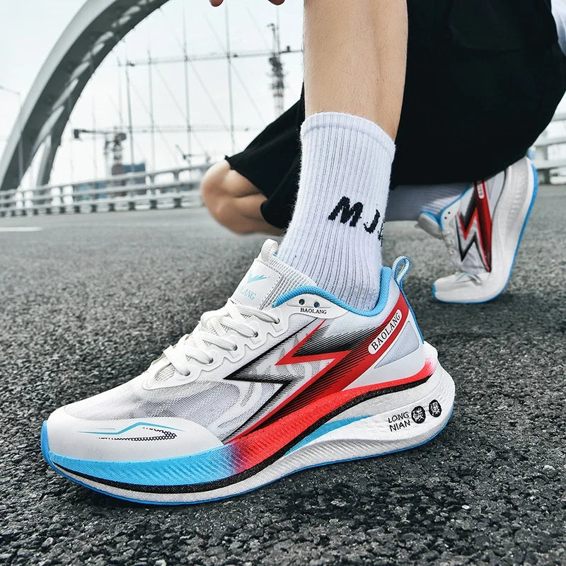 Men's Sports Running Shoes Breathable New Marathon Running Shoes Soft Elastic Cushioned Anti-slip Wear-resistant Sports Shoes