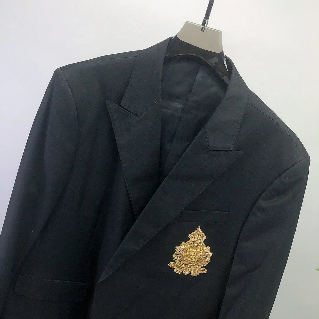 2024 Spring and Autumn New High Quality Fashion Men's Casual Suit Double Breasted Two Piece Set Men's Set