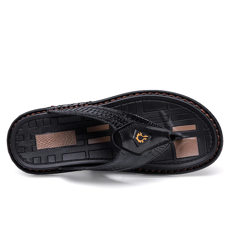 2025 Casual Slippers Sandal Mens High Quality Flip Flop Men Summer Shoes Genuine Leather Men Sandals Slippers Outdoor