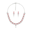 Luxury Custom-shaped Zircon Bridal Jewelry Set Rhodium Plated Earrings Necklace Women Classic Hot Selling Wedding Party Gift