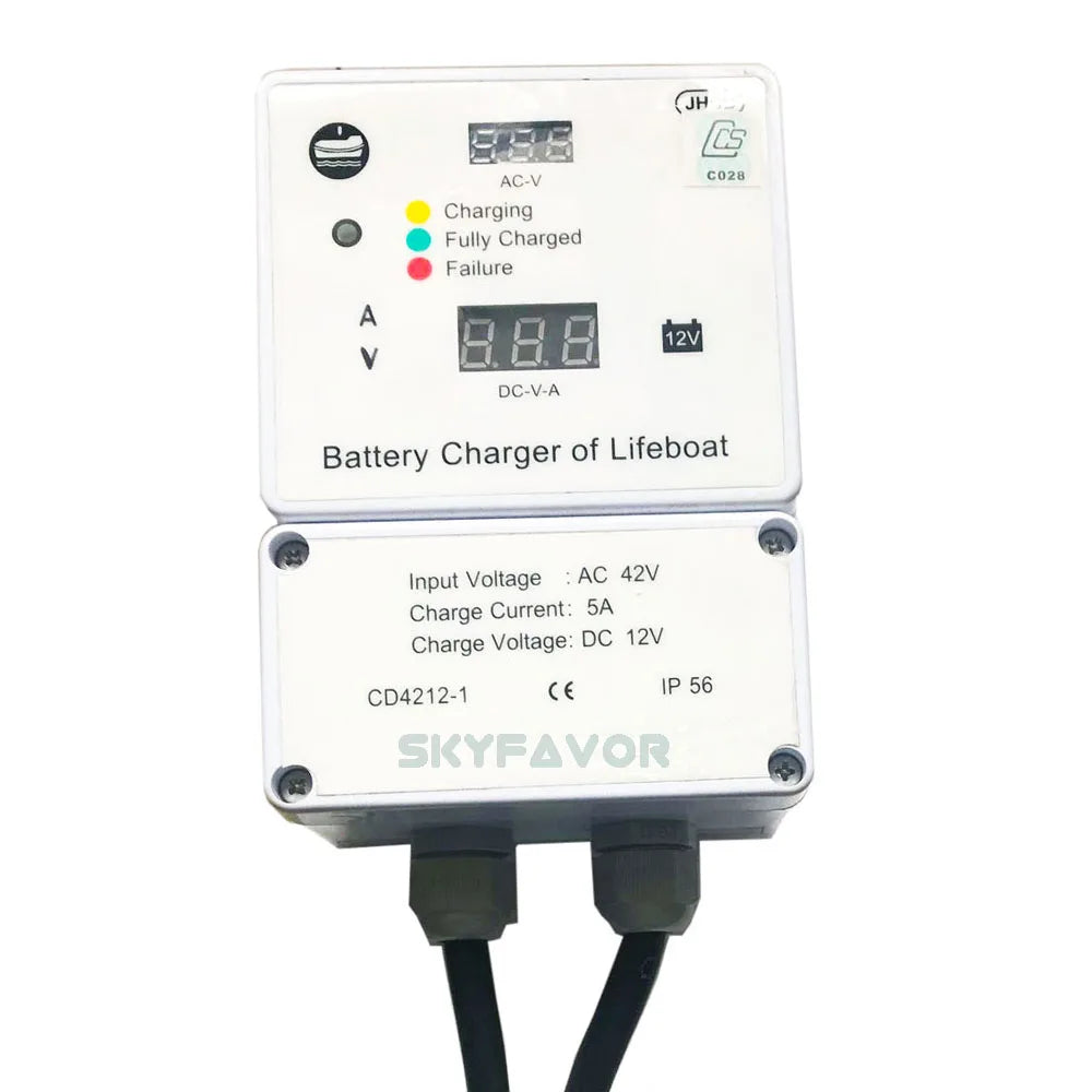Professional On Boat Lifeboat battery charger Vessel waterproof automatic 42Vac to 12Vdc 5A Marine Lifeboat ship battery charger
