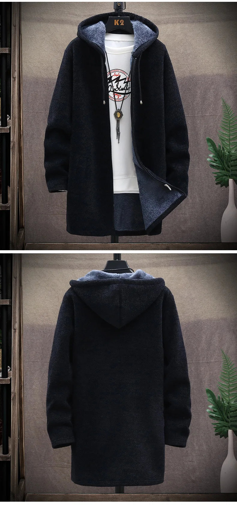Winter Men Sweater Fleece Cardigan  Jacket Men\'s Slim Sweaters Winter Long Hooded Sweater Thick Warm Coat Mens Clothing 2026