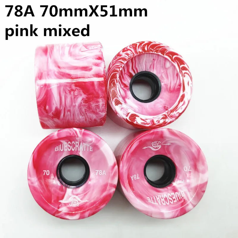 4pcs 70mm 51mm 80 duro Longboard Wheel for 70mm Skateboard Tire 80A Durable Elastic PU Ruedas for Road Street Skate Board Rodas