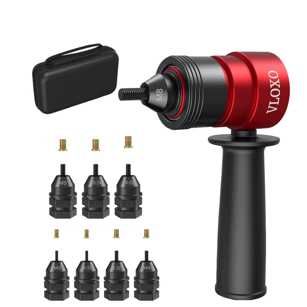VLOXO Portable Handheld Electric Rivet Nut Gun Automatic Female Gun Head Cordless Riveting Power Drill Tool Kit