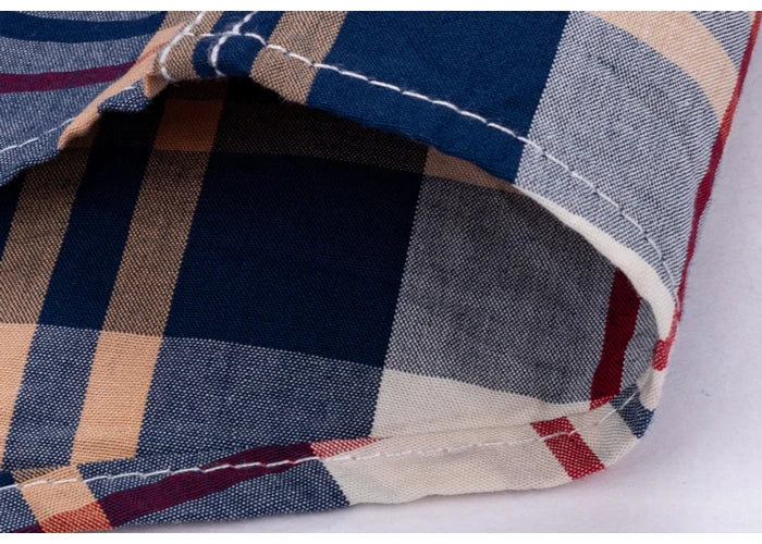 Men's 100% Cotton Plaid Long Sleeve Casual Shirt, Spring Autumn Lightweight & Breathable Slightly Slim Fit Button Down Shirts