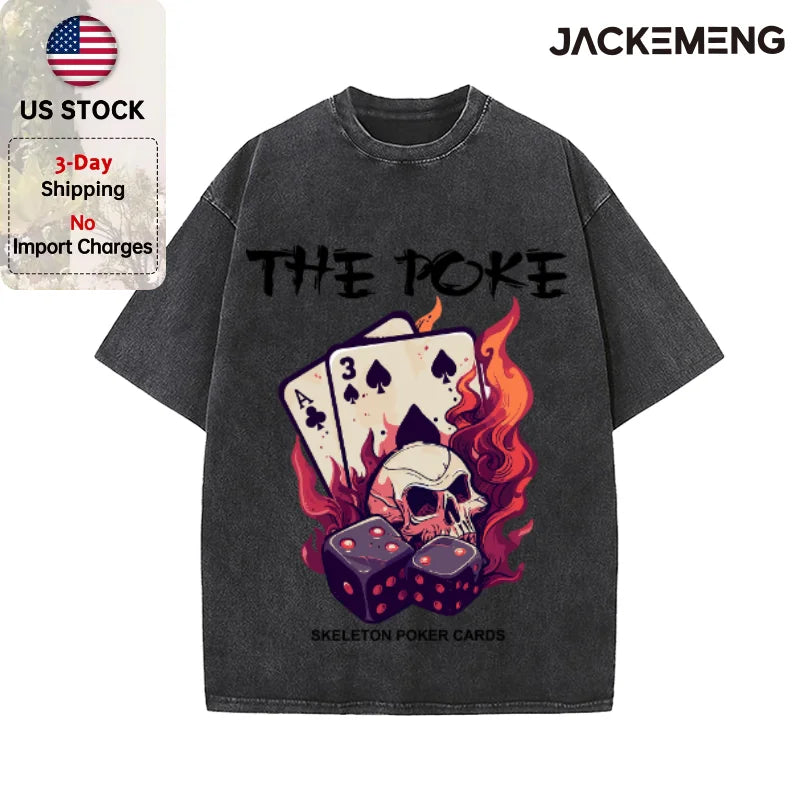 Oversized Vintage Retro Gothic Skull Streetwear Print Tshirt USA Stock Wholesale Y2K Casual Tee