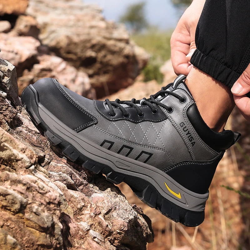 GUYISA Microfiber Rubber All Season High-top Shoes Durable Puncture-resistant Steel Toe Cap