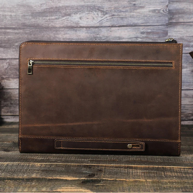 Premium 14 Inch Genuine Leather Laptop Sleeve for Macbook Pro 2021 Customizable Size & Logo CONTACTS FAMILY Brand