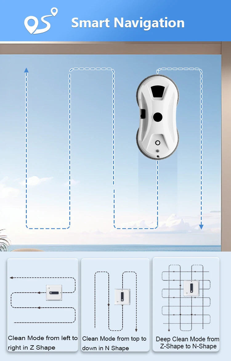 Electric Window Cleaner Robot Rotated Wheels Wiping Anti-Drop Technology Eco-Friendly Lithium Battery Fashionable Home Appliance
