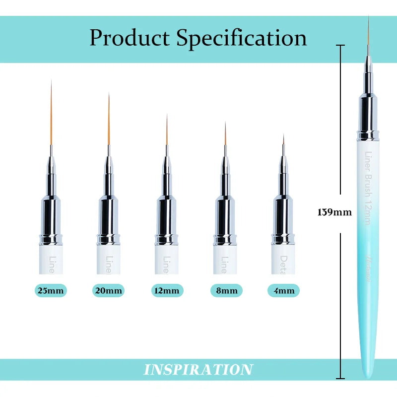 High Quality Nail Art Brushes for Long Liner Fine Nail Brushes Set