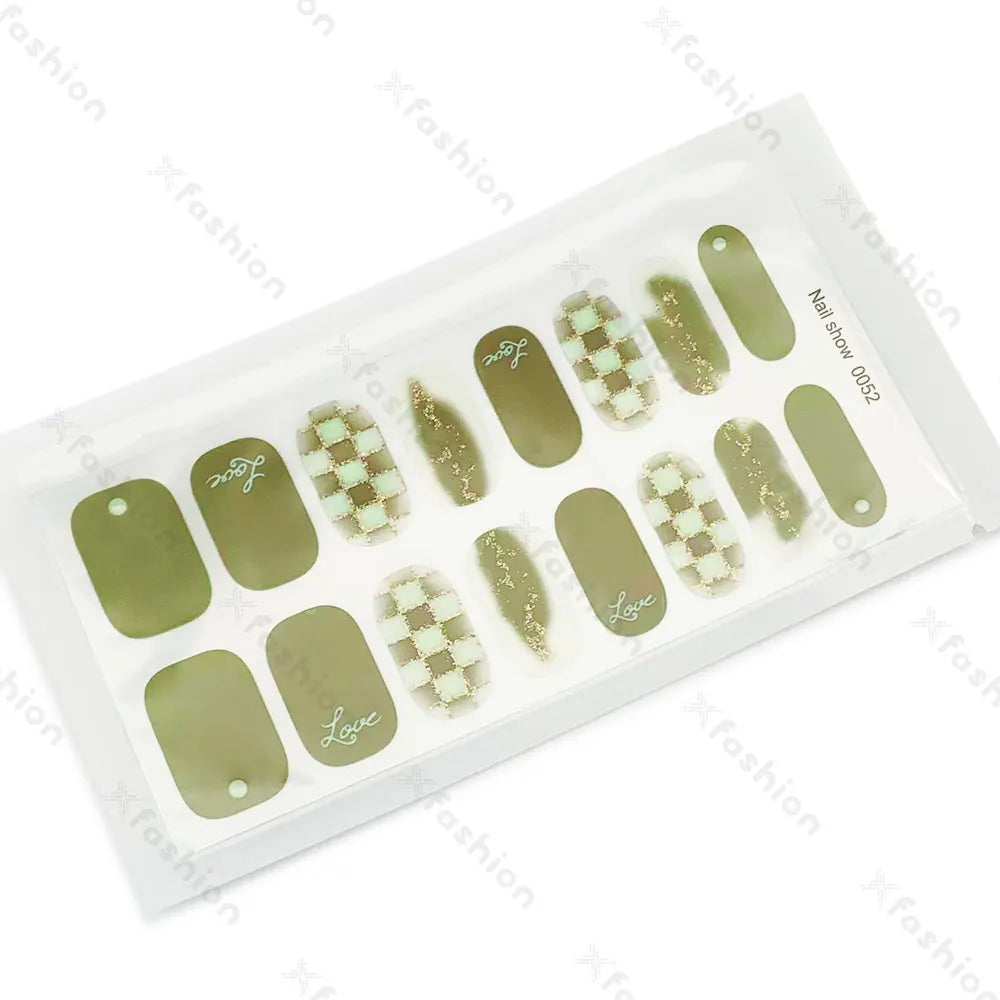 Hot Sale 16 Tips Solid Color Semi-Cured Gel Nail Stickers UV Light Durable Waterproof Long-Lasting Gel Nail Stickers Wholesale