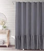 Beige 72x72 Inch French Country Linen Blend Ruffle Shower Curtain for Bathroom