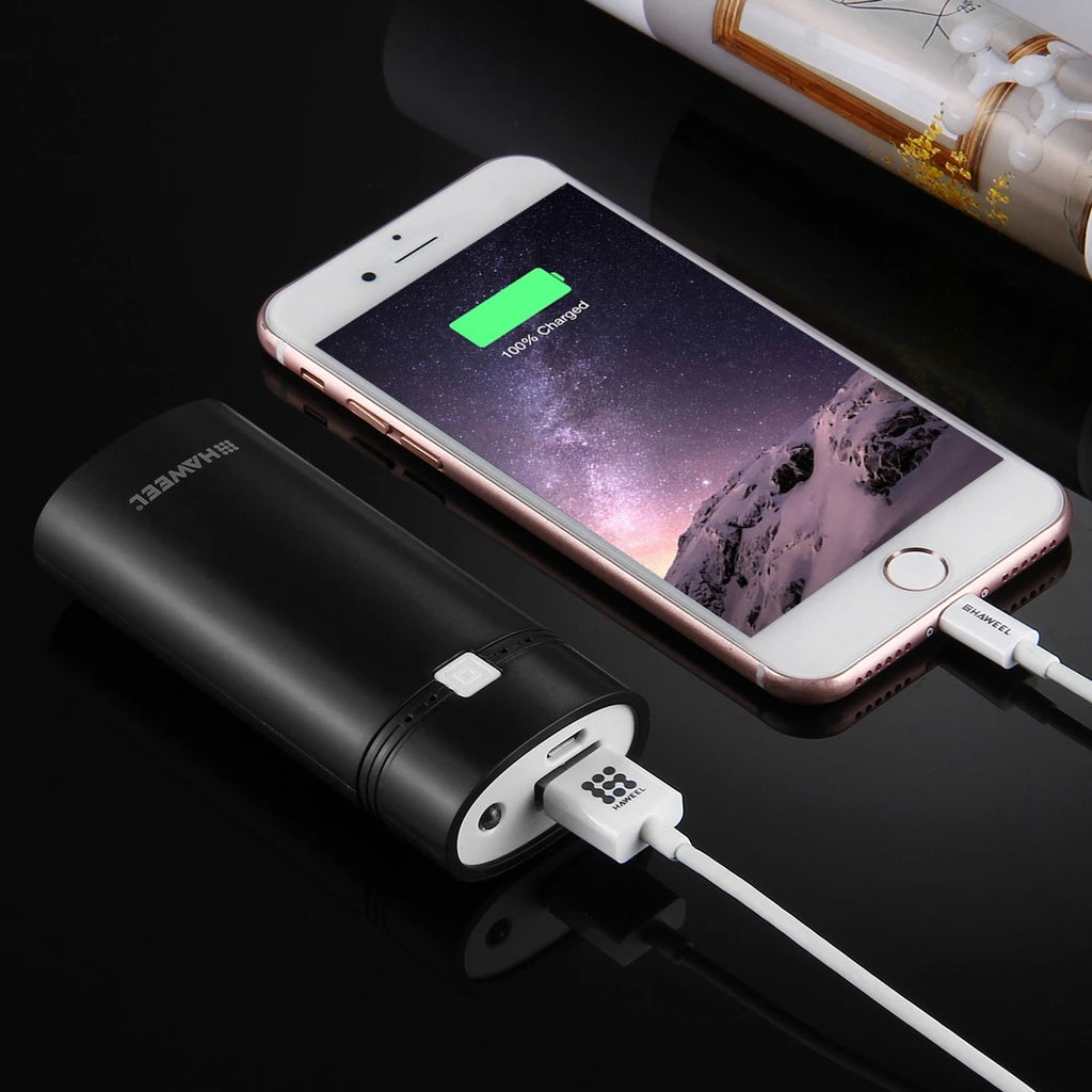 Factory Direct Sale HAWEEL DIY 2x 18650 Battery (Not Included) 5600mAh Power Bank Shell Box with USB Output & Indicator(Black)