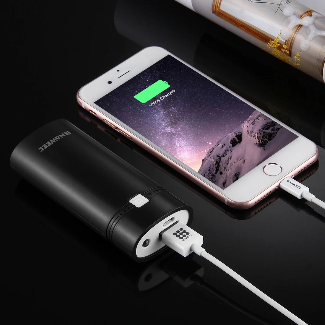 Factory Direct Sale HAWEEL DIY 2x 18650 Battery (Not Included) 5600mAh Power Bank Shell Box with USB Output & Indicator(Black)