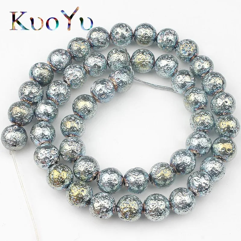 Multicolor Volcanic Rock Lava Stone Round Loose Spacer Bead For Jewelry Making Natural Stone Beads Diy Men Charm Bracelet 4-12mm